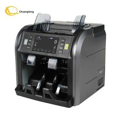 قیمت خوب دستگاه شمارش اسکناس دو جیبی چند ارزی مجهز به باتری لیتیومی، چاپگر داخلی با دسته، گارانتی مادام العمر، پشتیبانی از ارزهای جهانی و 48 زبان آنلاین