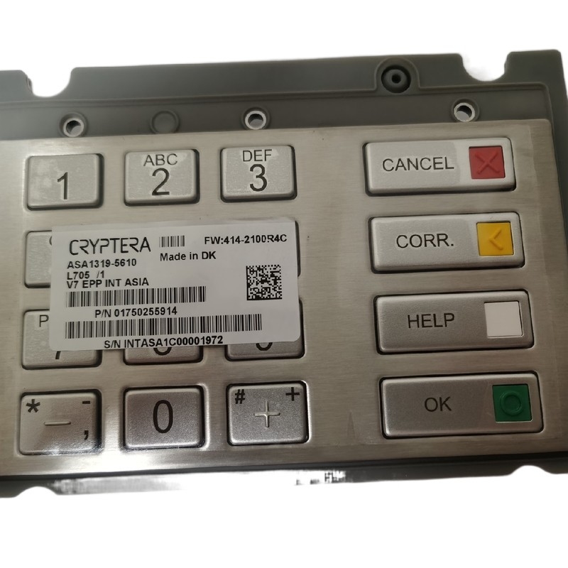 01750255914 Diebold Nixdorf 1750255914 EPP V7 ESP INT Pinpad آمریکای جنوبی صفحه کلید قطعات ATM